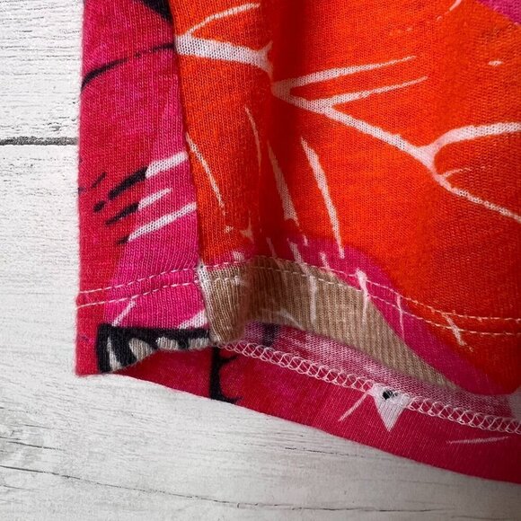 Nic + Zoe Top Womens Size Small Colorful Linen Blend Henley Foliage Bell Sleeve - Picture 5 of 15